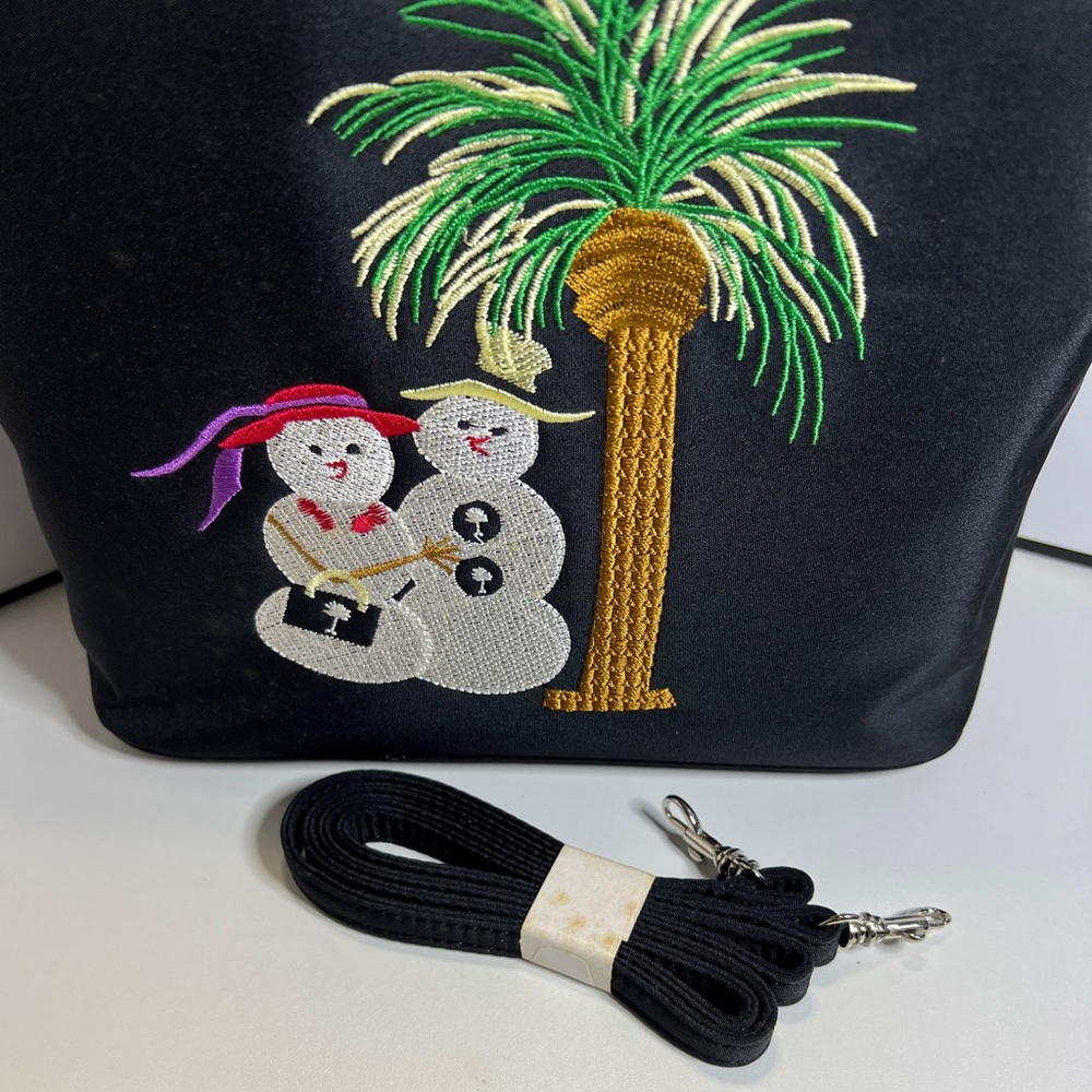 NWOT - Adorable Black Embroidered Tropical Snowman 4 Piece Tote Bag Set - Picture 4 of 15
